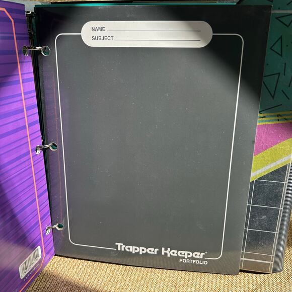 Mead Trapper Keeper Binder Retro Geometric Design 2000s with Folders - Picture 12 of 14
